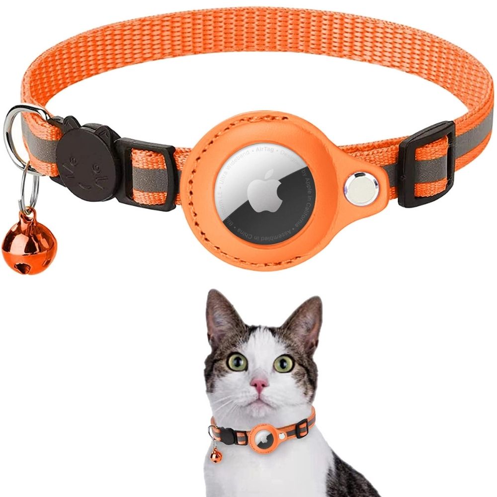 Cat AirTag Collar – Breakaway, Reflective, Adjustable, Waterproof with Bell & AirTag Holder
