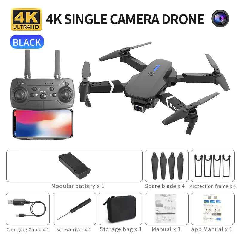 4K Dual Camera WiFi FPV Drone – HD Wide Angle Quadcopter