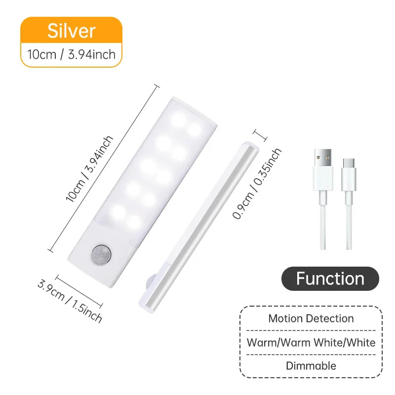 Motion Sensor Wireless LED Night Light USB Rechargeable