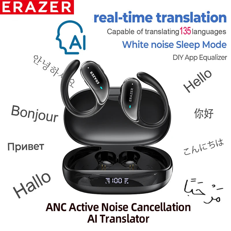 ERAZER XT80 Bluetooth 5.3 Wireless Earphones – Noise Reduction, Waterproof, Earhook Design
