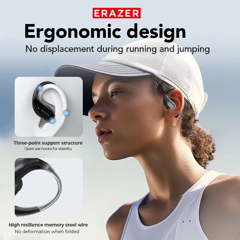 ERAZER XT80 Bluetooth 5.3 Wireless Earphones – Noise Reduction, Waterproof, Earhook Design
