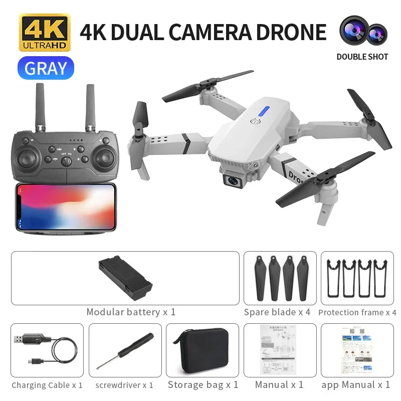 4K Dual Camera WiFi FPV Drone – HD Wide Angle Quadcopter