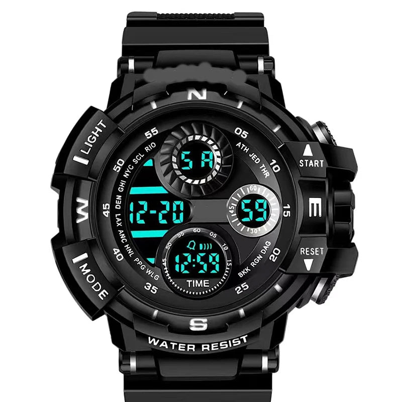 NAVIFORCE 9237 BRB Stainless Steel Strap Waterproof Quartz Wristwatch Male LCD Display Quartz Watch