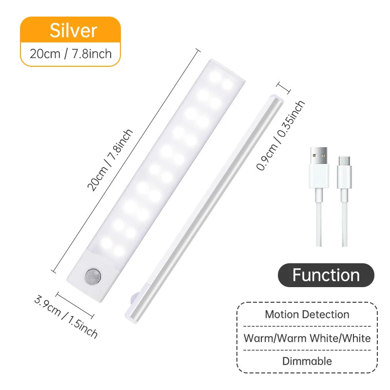 Motion Sensor Wireless LED Night Light USB Rechargeable