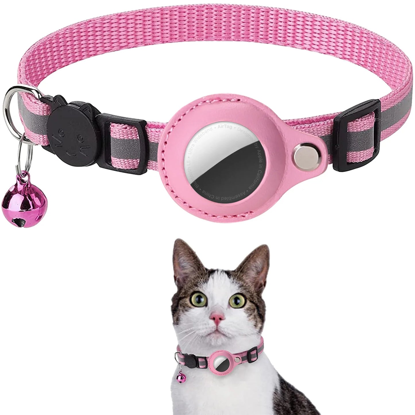 Cat AirTag Collar – Breakaway, Reflective, Adjustable, Waterproof with Bell & AirTag Holder