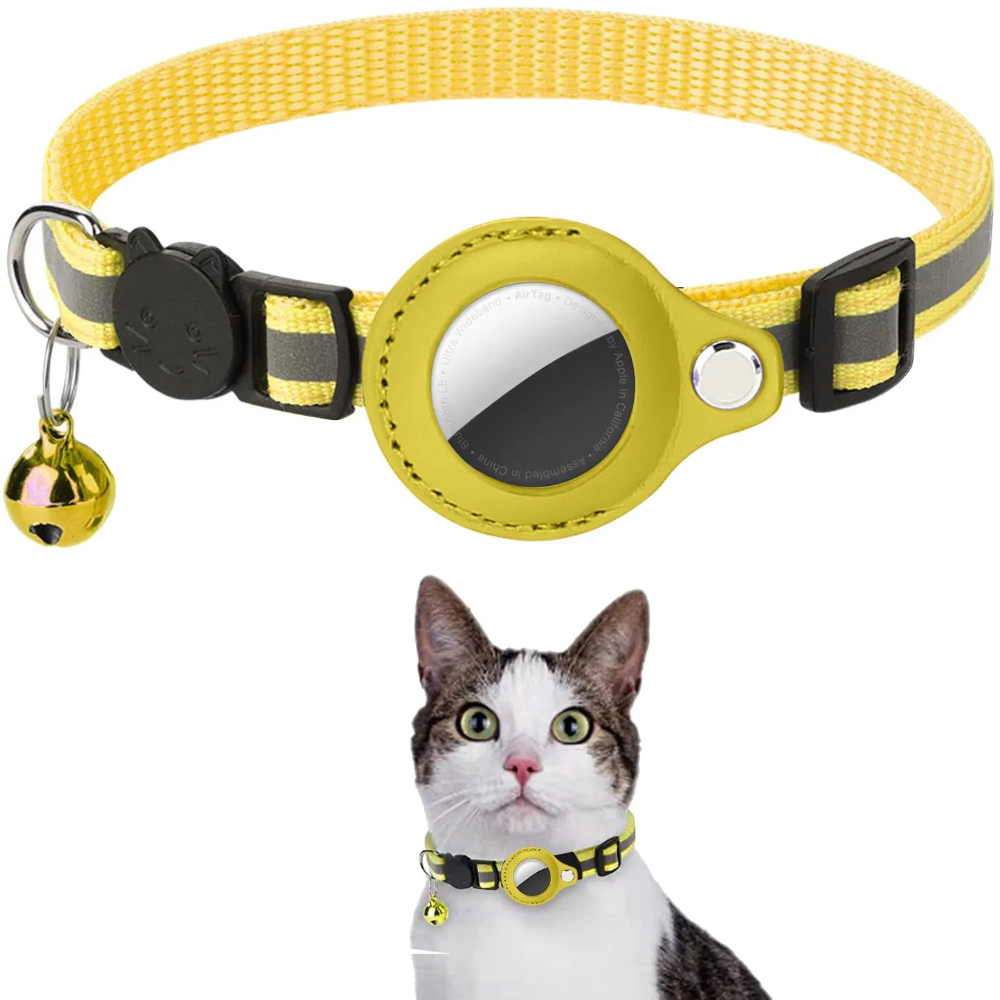 Cat AirTag Collar – Breakaway, Reflective, Adjustable, Waterproof with Bell & AirTag Holder