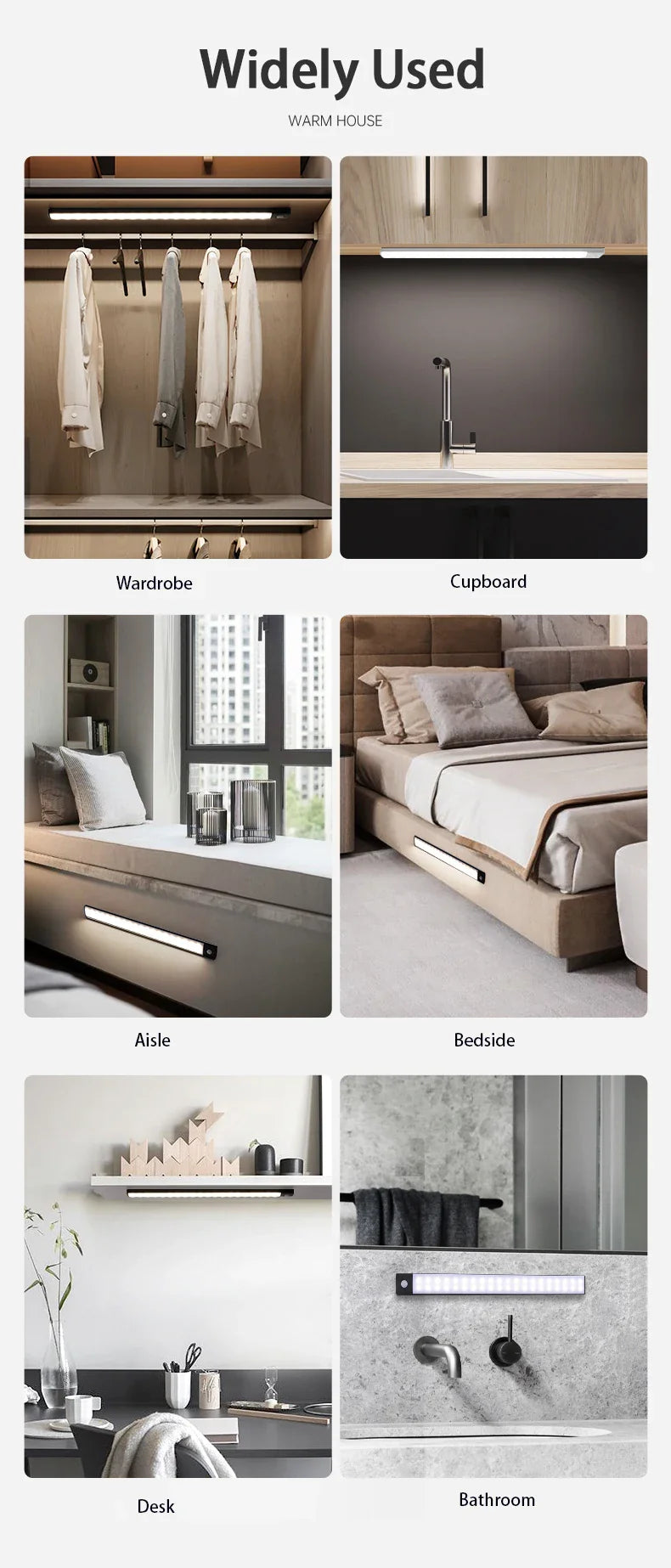 Motion Sensor Wireless LED Night Light USB Rechargeable