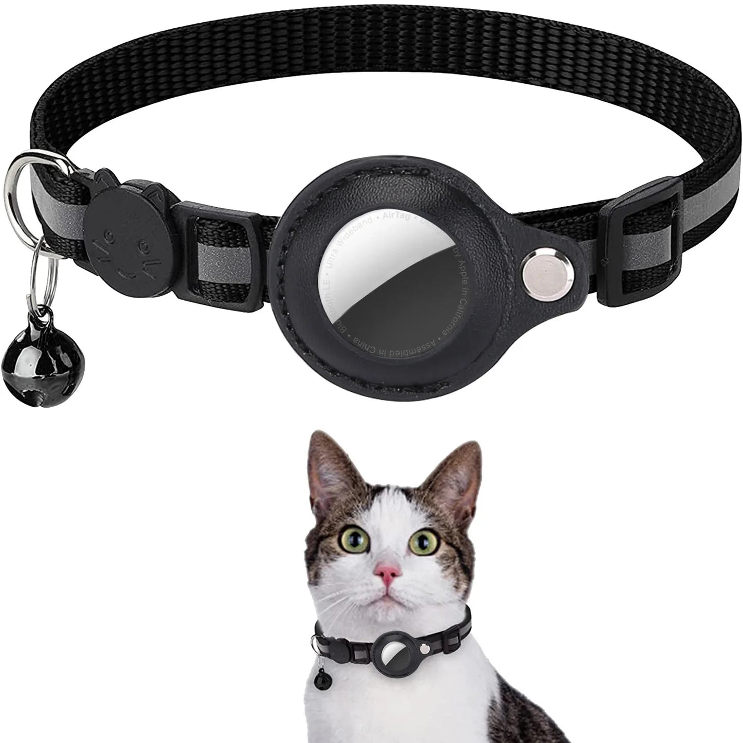 Cat AirTag Collar – Breakaway, Reflective, Adjustable, Waterproof with Bell & AirTag Holder