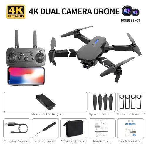 4K Dual Camera WiFi FPV Drone – HD Wide Angle Quadcopter