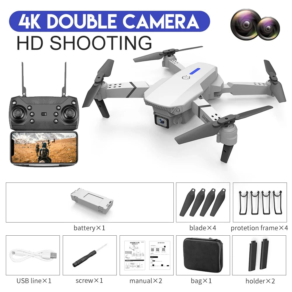 4K Dual Camera WiFi FPV Drone – HD Wide Angle Quadcopter